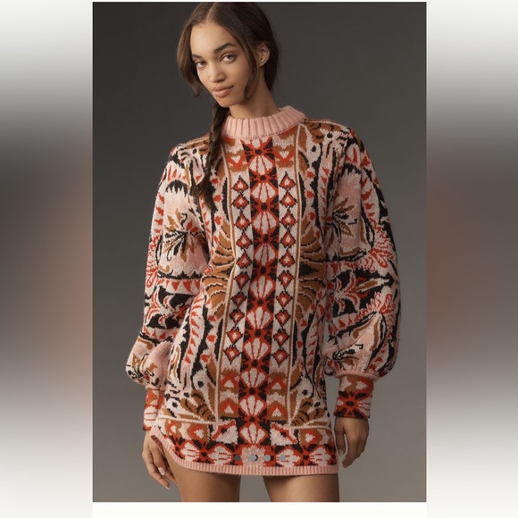 FARM Rio Dresses & Skirts - FARM Rio Vibrant Pink and Brown Knit Mini Dress
